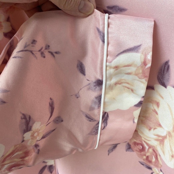 Miss Elaine Sz L Pink Floral Full Length Nightgown/Housecoat Pockets 861186 - Picture 5 of 10